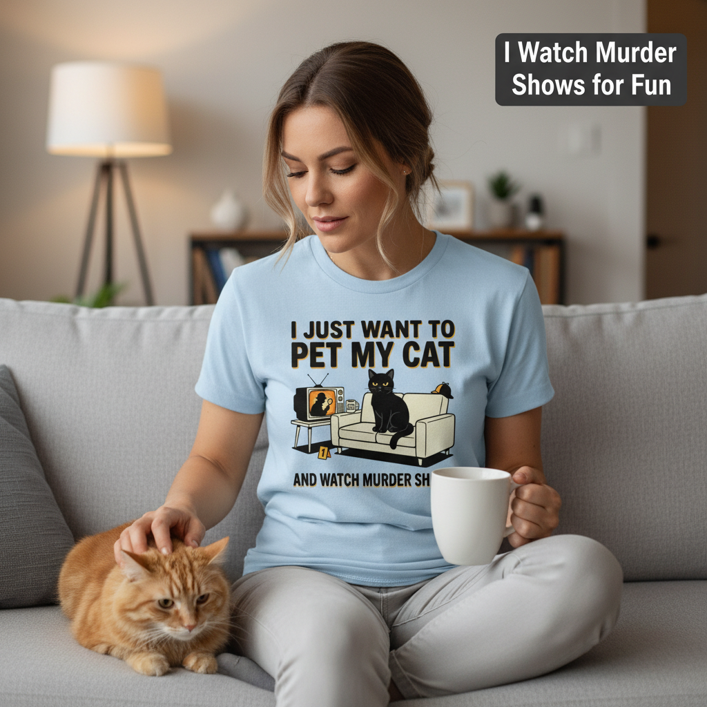Pet My Cat and Watch Murder Shows T-Shirt__use