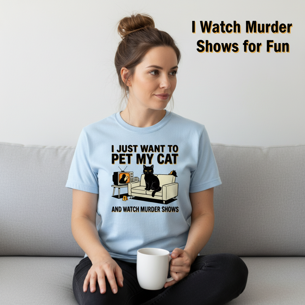 Pet My Cat and Watch Murder Shows T-Shirt__lifestyle