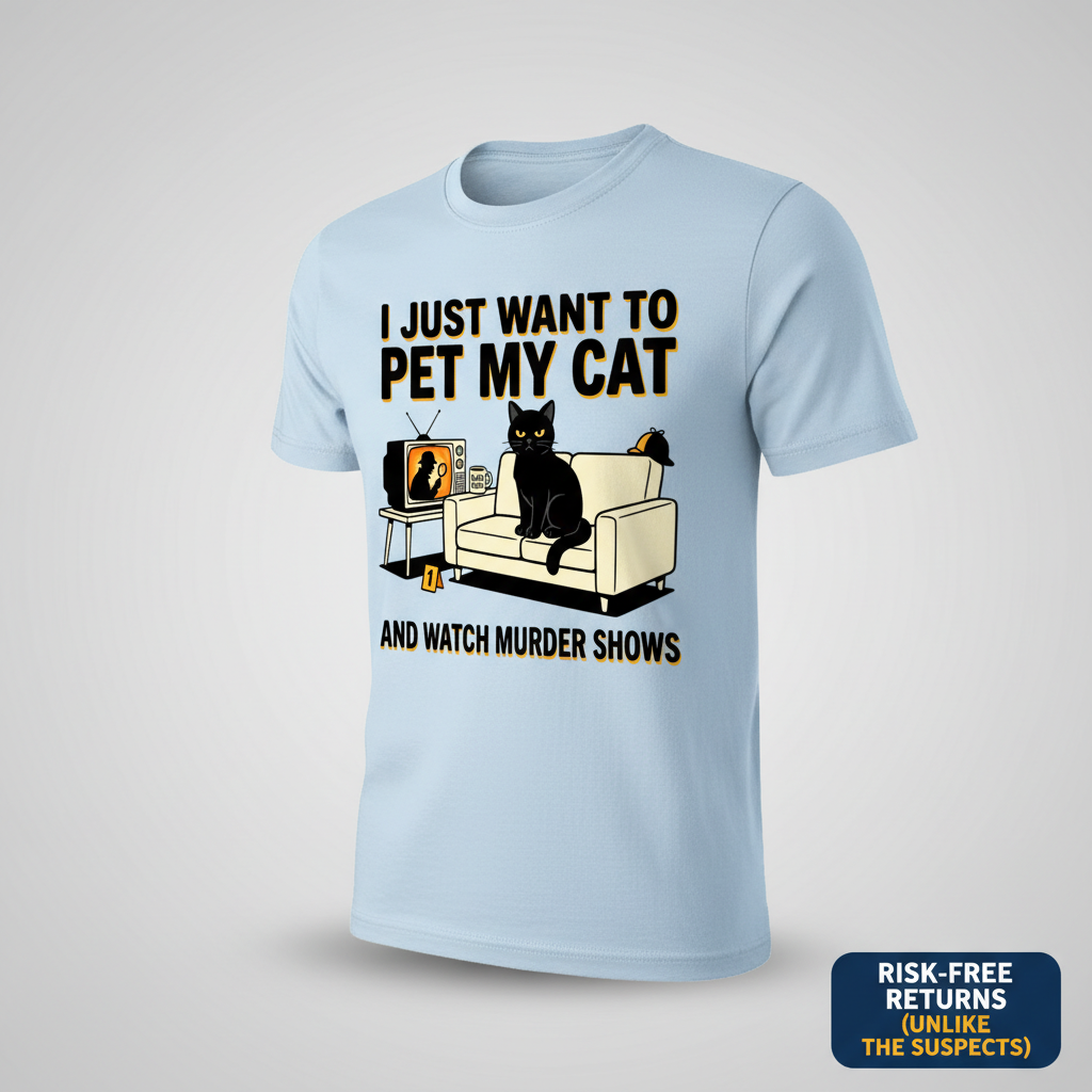 Pet My Cat and Watch Murder Shows T-Shirt__space