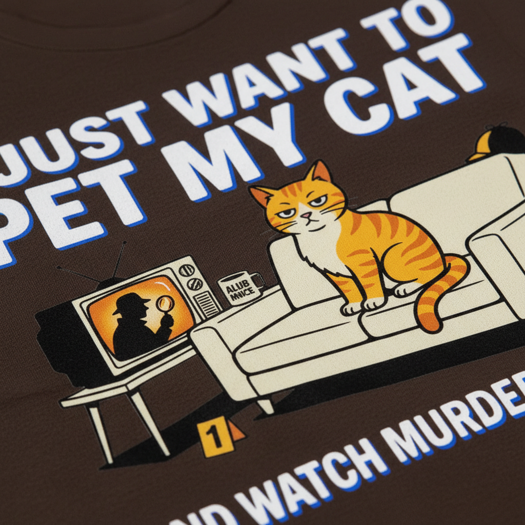 Pet My Cat and Watch Murder Shows T-Shirt__detail