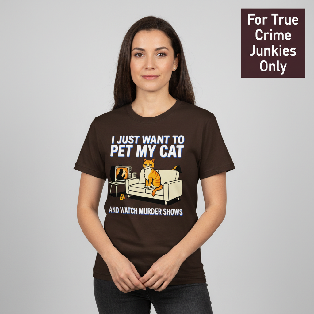 Pet My Cat and Watch Murder Shows T-Shirt__hero