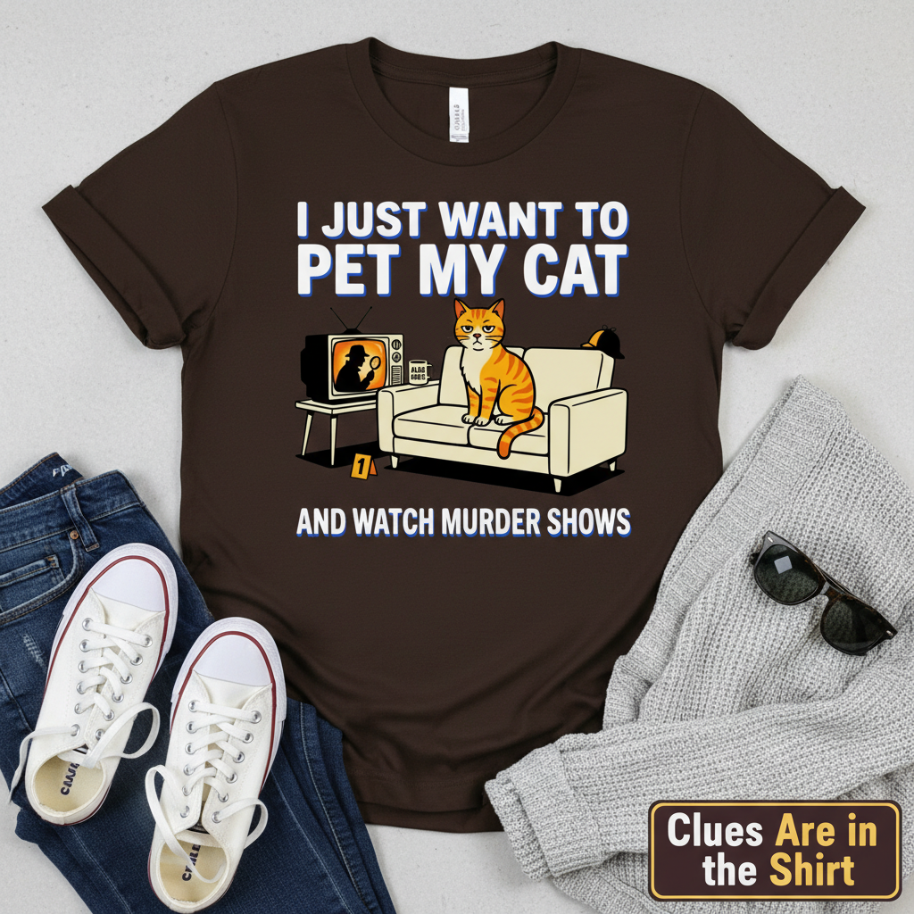 Pet My Cat and Watch Murder Shows T-Shirt__pair