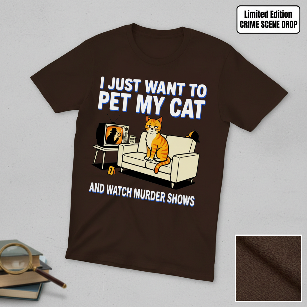 Pet My Cat and Watch Murder Shows T-Shirt__space