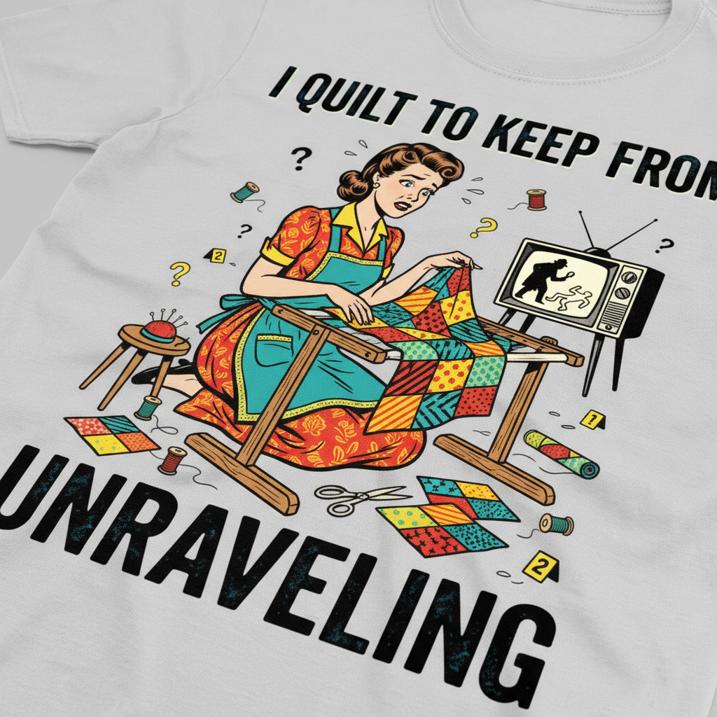 I Quilt to Keep From Unraveling T-Shirt__detail