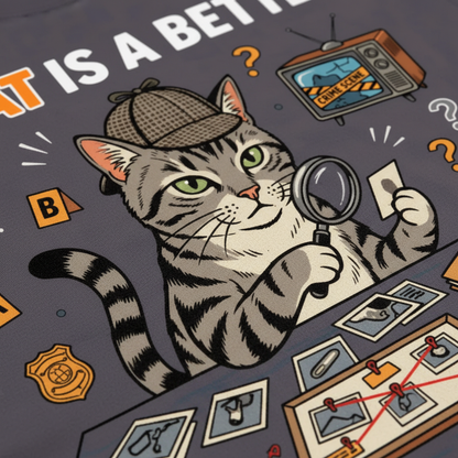 Cat Detective T-Shirt__detail