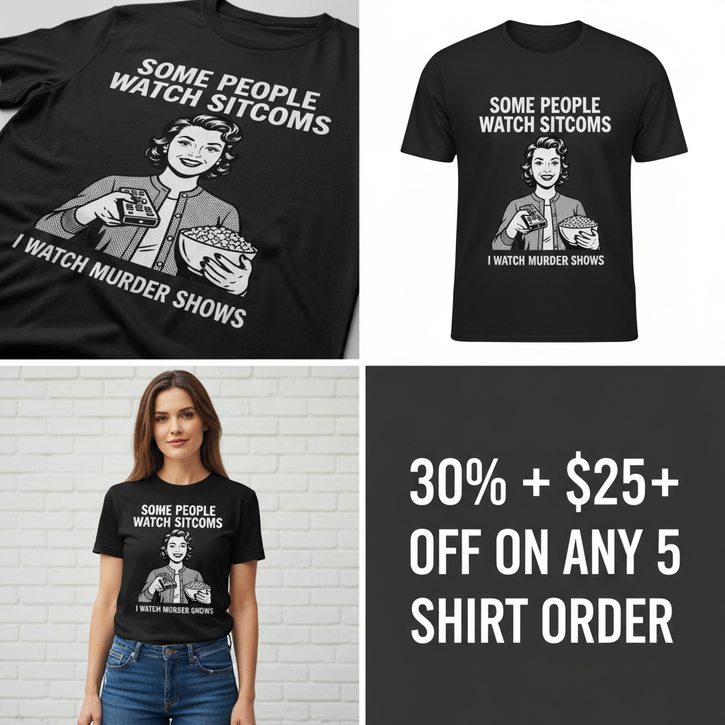 Murder Shows Over Sitcoms T-Shirt_4_panel