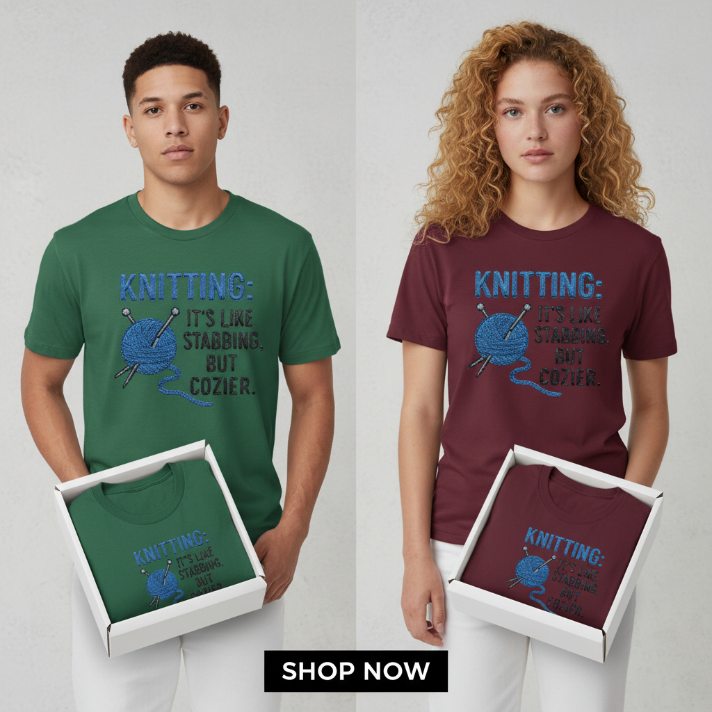 Cozy Stabbing Knitting T-Shirt_dual_lifestyle