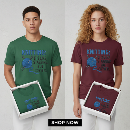 Cozy Stabbing Knitting T-Shirt_dual_lifestyle