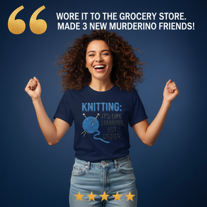 Cozy Stabbing Knitting T-Shirt_model_testimonial