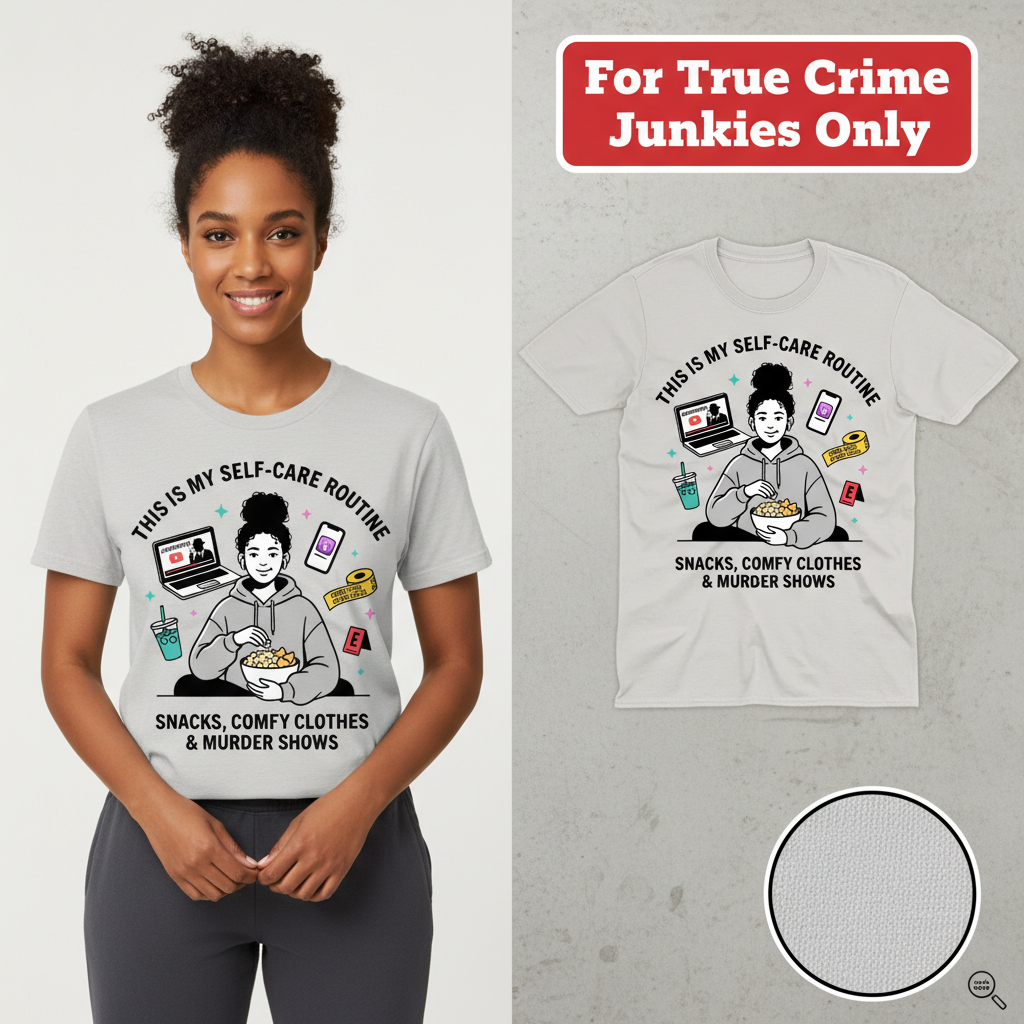 Self-Care & Murder Shows T-Shirt_model_flat