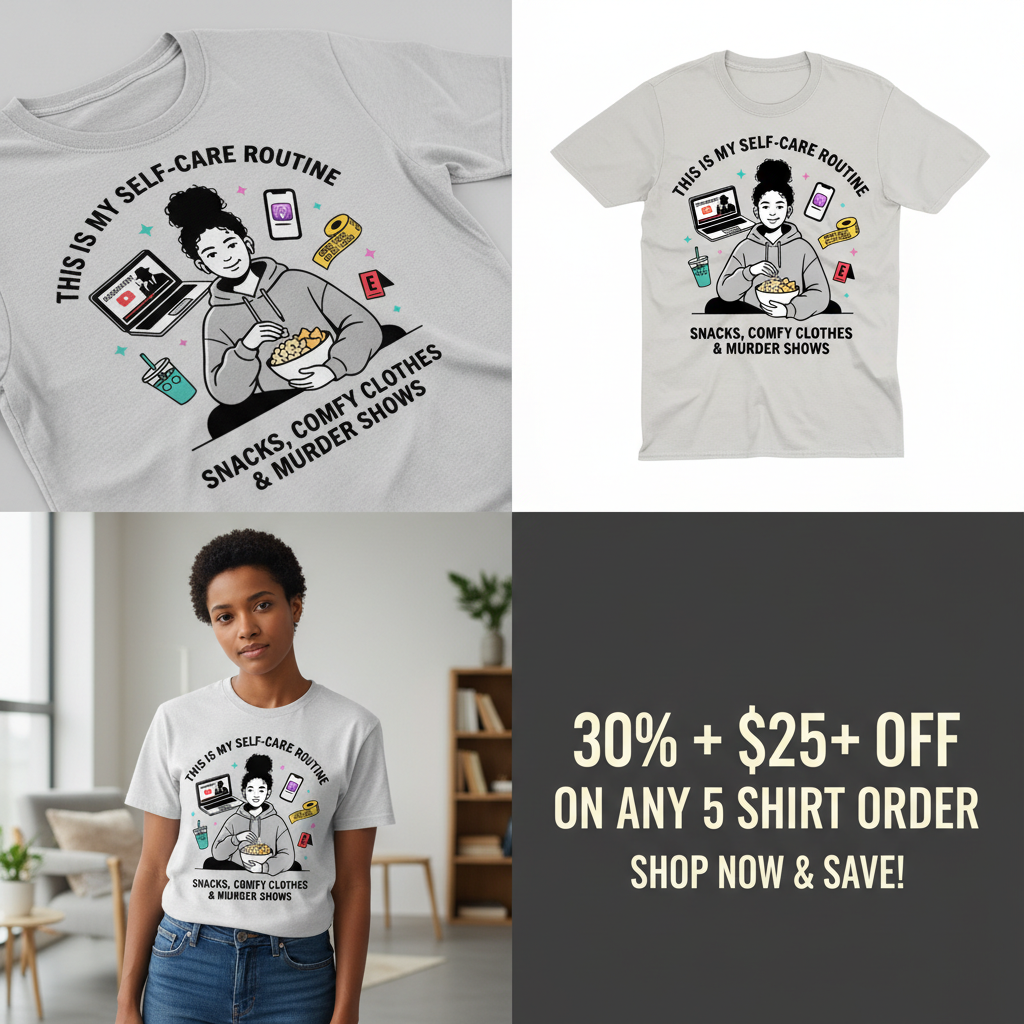 Self-Care & Murder Shows T-Shirt_4_panel