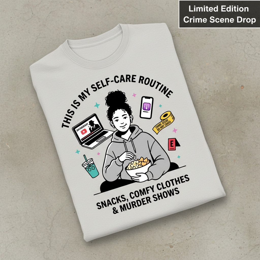 Self-Care & Murder Shows T-Shirt_fold_tilt