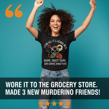 Rope Duct Tape Shovel T-Shirt_model_testimonial