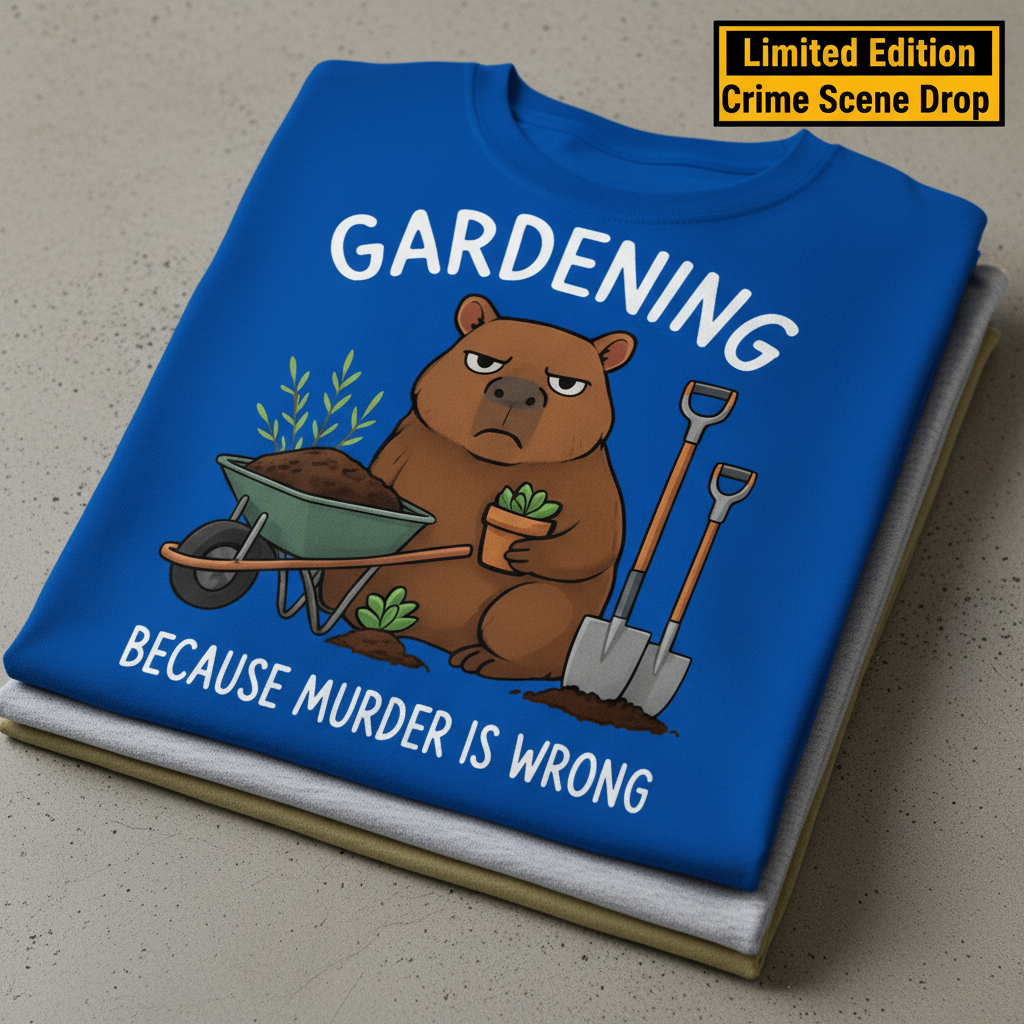 Gardening Bear Justice T-Shirt_stacked_flatlay