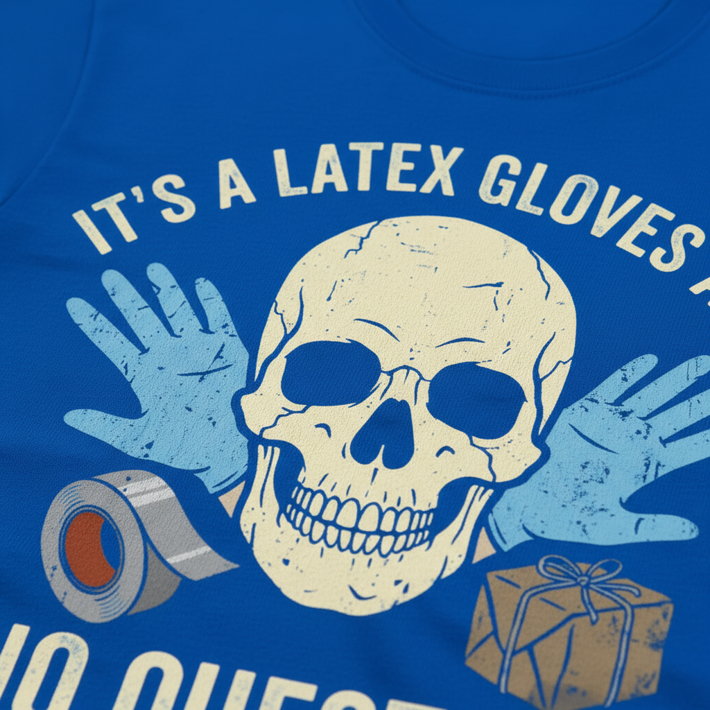 Latex Gloves No Questions Asked T-Shirt__detail