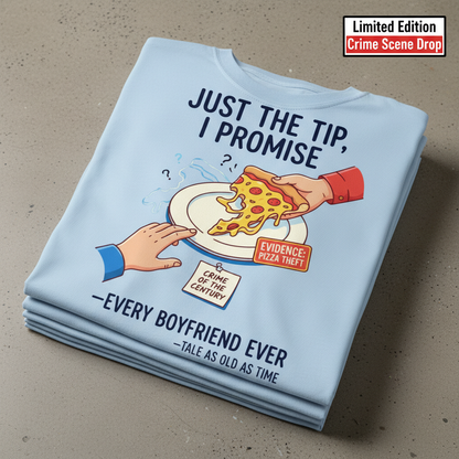 Pizza Theft Crime of the Century T-Shirt_stacked_flatlay