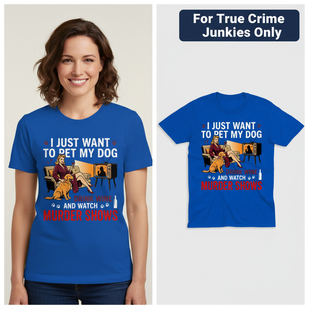 Wine, Dogs & Murder Shows T-Shirt_model_flat