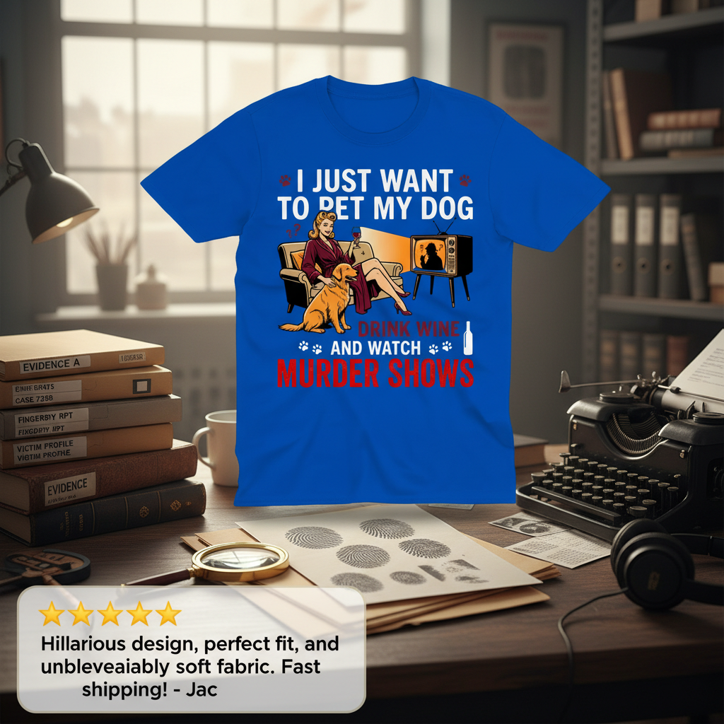 Wine, Dogs & Murder Shows T-Shirt_review_5star