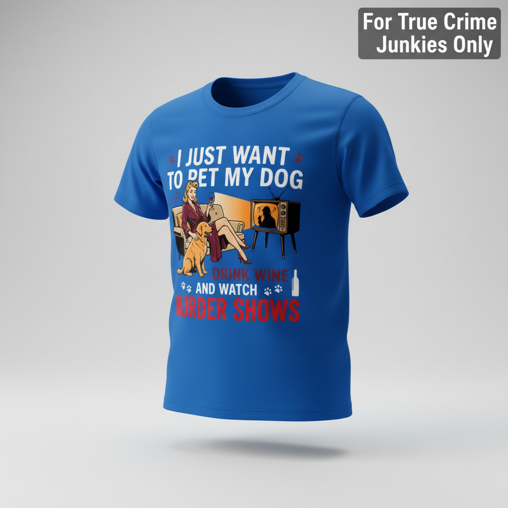 Wine, Dogs & Murder Shows T-Shirt_3d_float