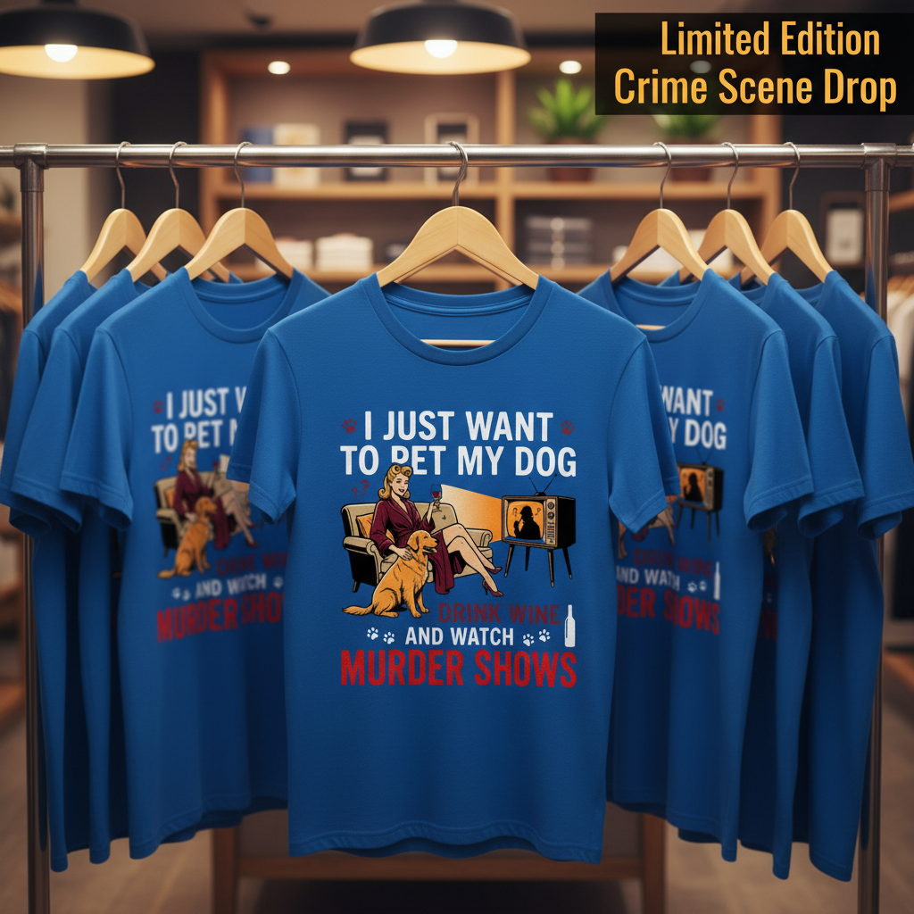Wine, Dogs & Murder Shows T-Shirt_boutique_rack