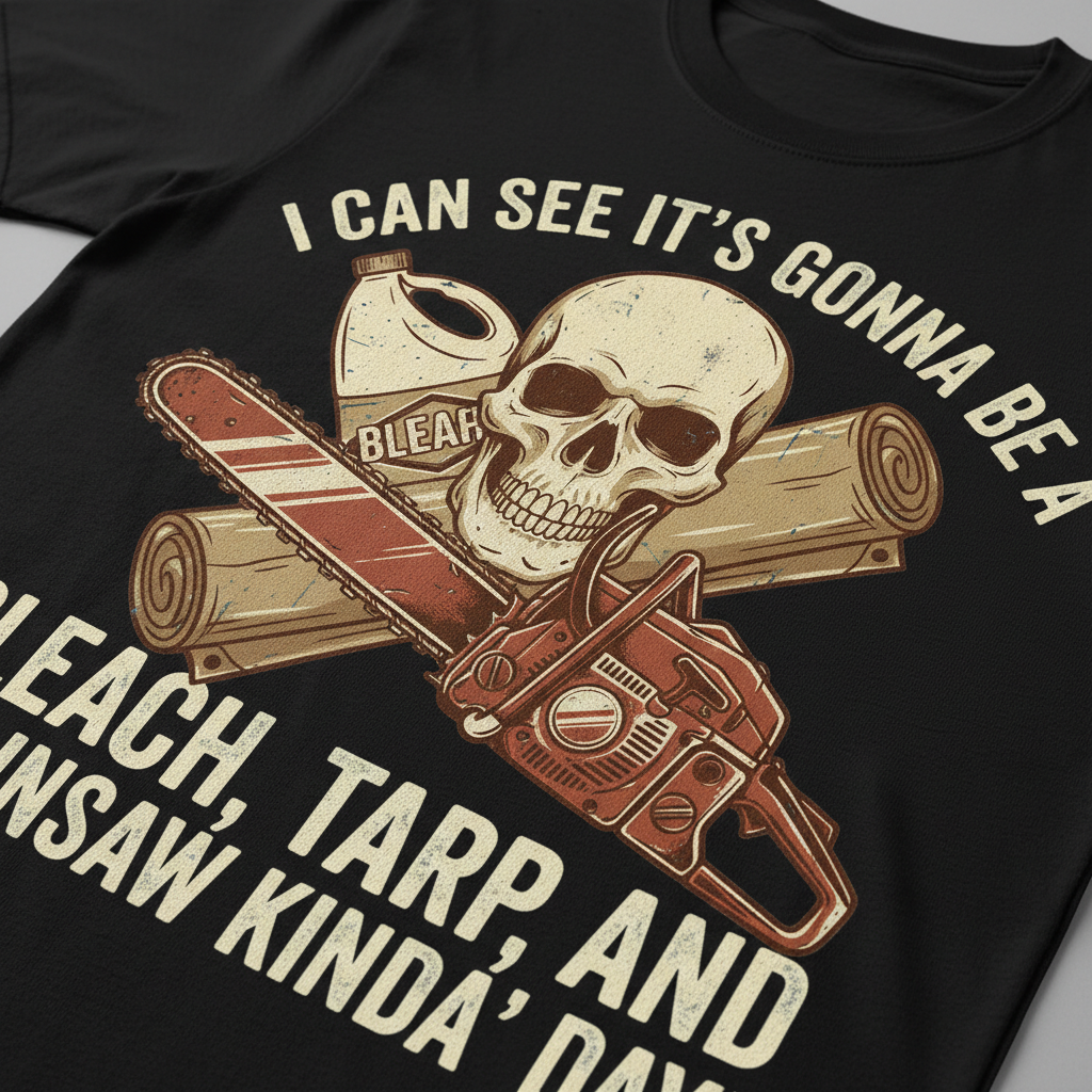 Bleach, Tarp & Chainsaw Kinda’ Day T-Shirt__detail