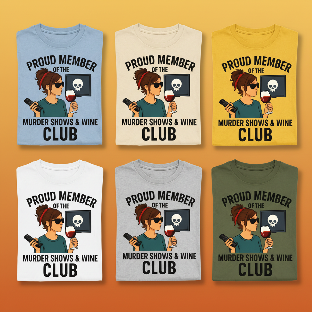 Murder Shows & Wine Club T-Shirt_6color_grid