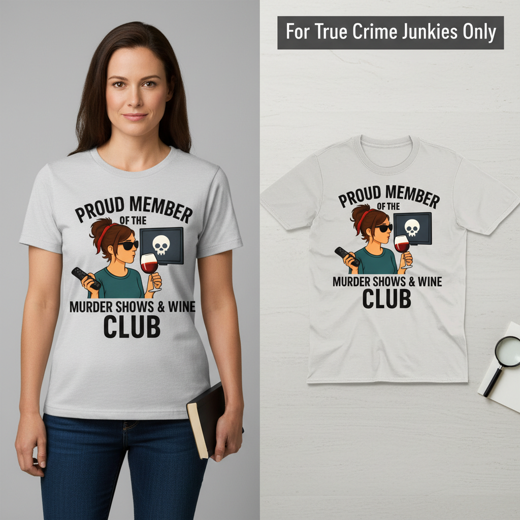 Murder Shows & Wine Club T-Shirt_model_flat