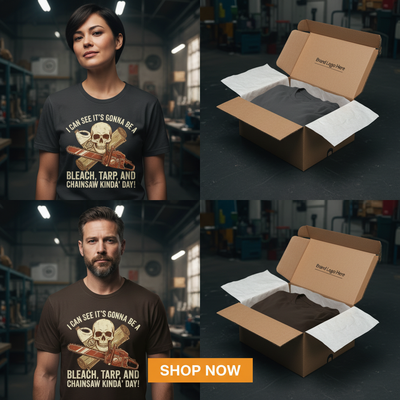Bleach, Tarp & Chainsaw Kinda’ Day T-Shirt_dual_lifestyle