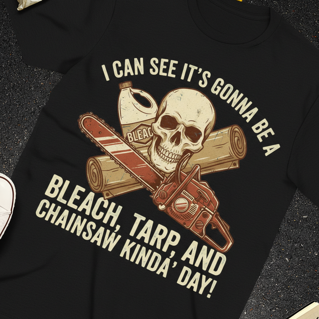 Bleach, Tarp & Chainsaw Kinda’ Day T-Shirt_extreme_za