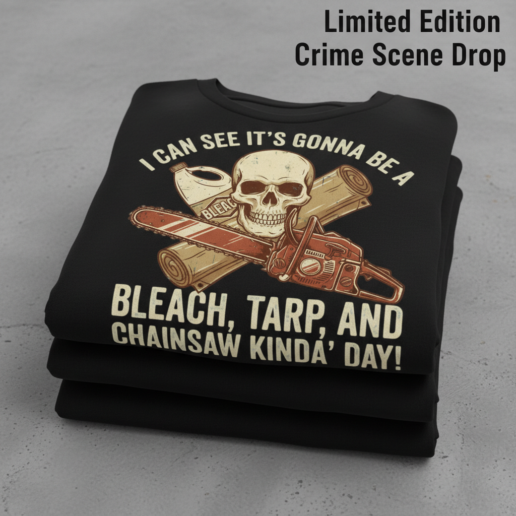 Bleach, Tarp & Chainsaw Kinda’ Day T-Shirt_stacked_flatlay