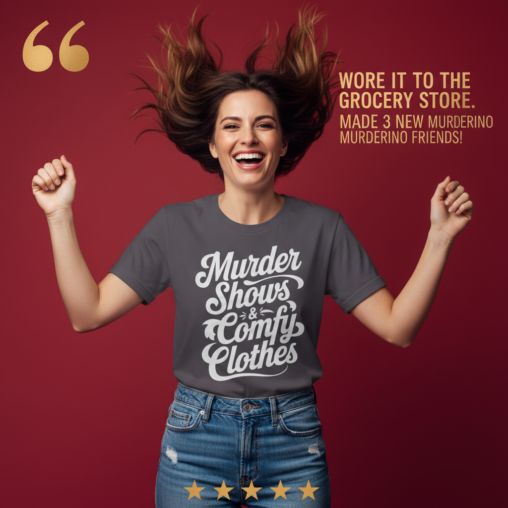 Murder Shows & Comfy Clothes T-Shirt_model_testimonial