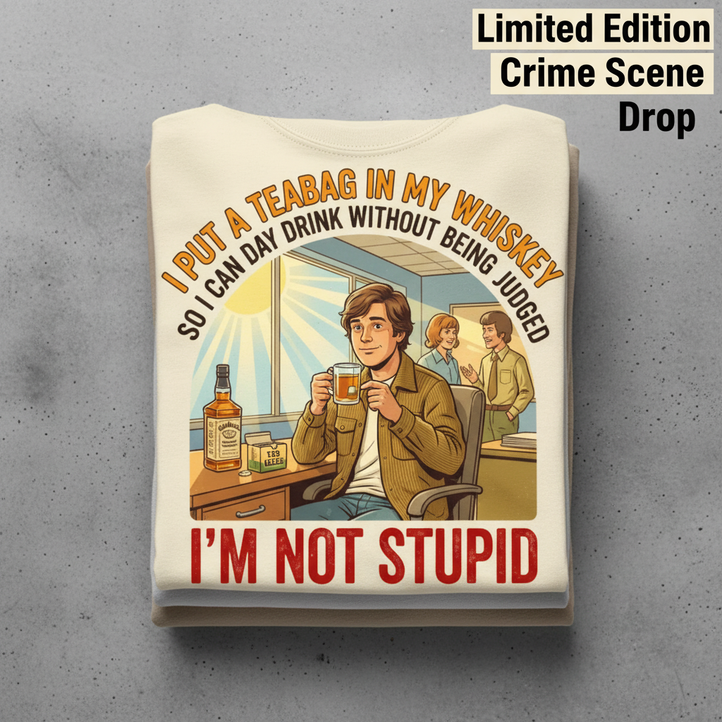 Teabag Whiskey Genius T-Shirt_stacked_flatlay