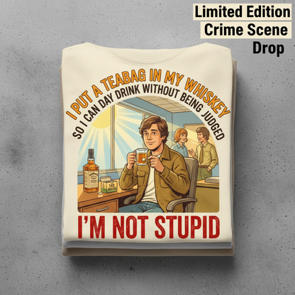 Teabag Whiskey Genius T-Shirt_stacked_flatlay