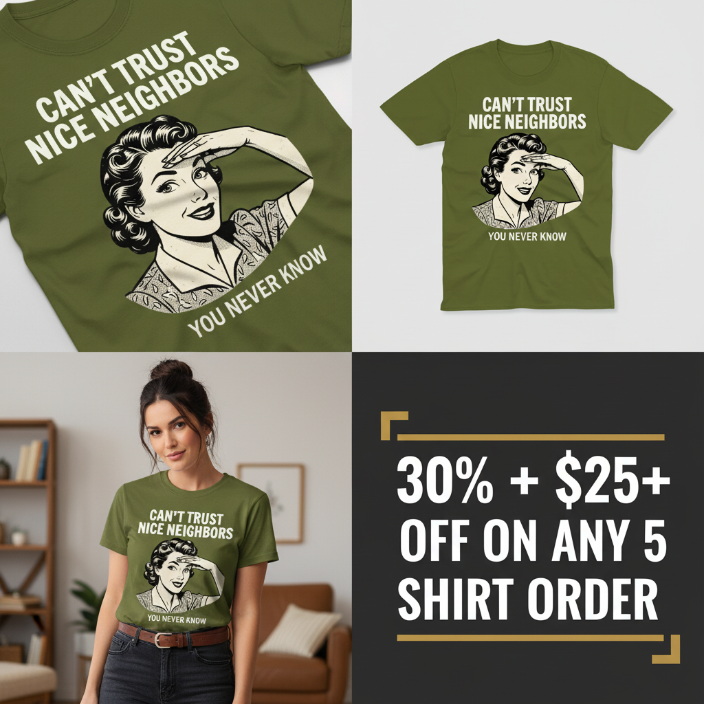 Can't Trust Nice Neighbors T-Shirt_4_panel
