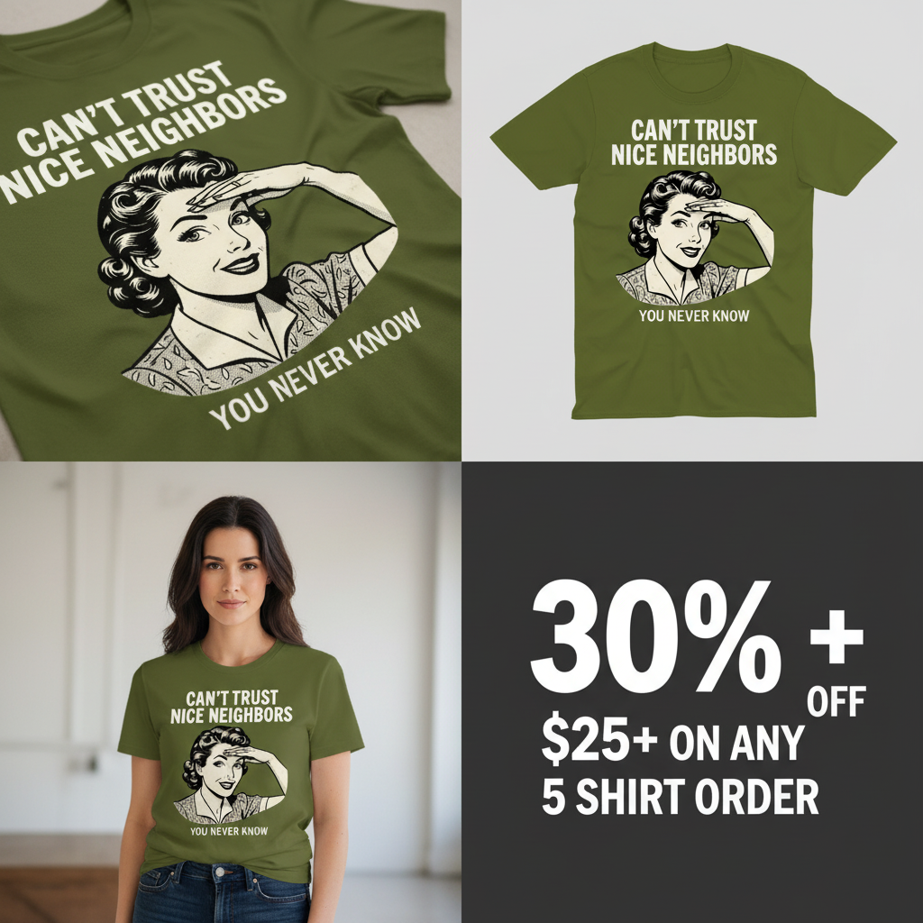 Can't Trust Nice Neighbors T-Shirt_4_panel