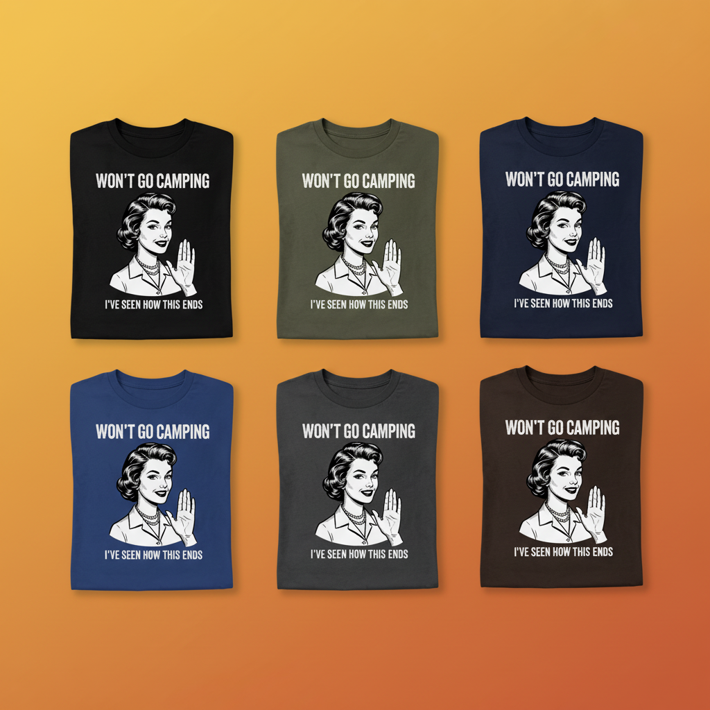 Won’t Go Camping T-Shirt_6color_grid