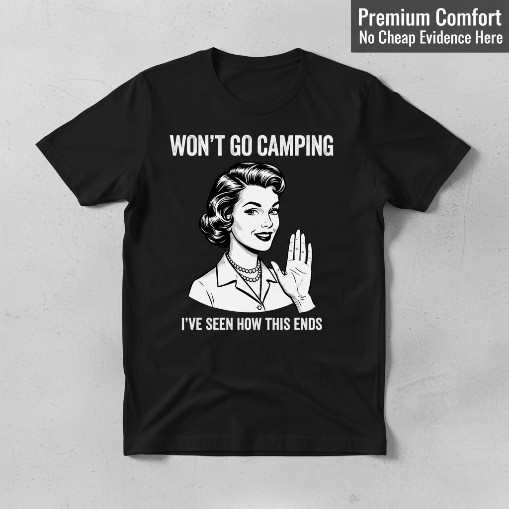 Won’t Go Camping T-Shirt_clean