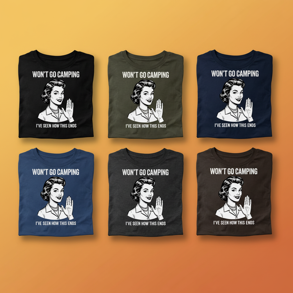 Won’t Go Camping T-Shirt_6color_grid