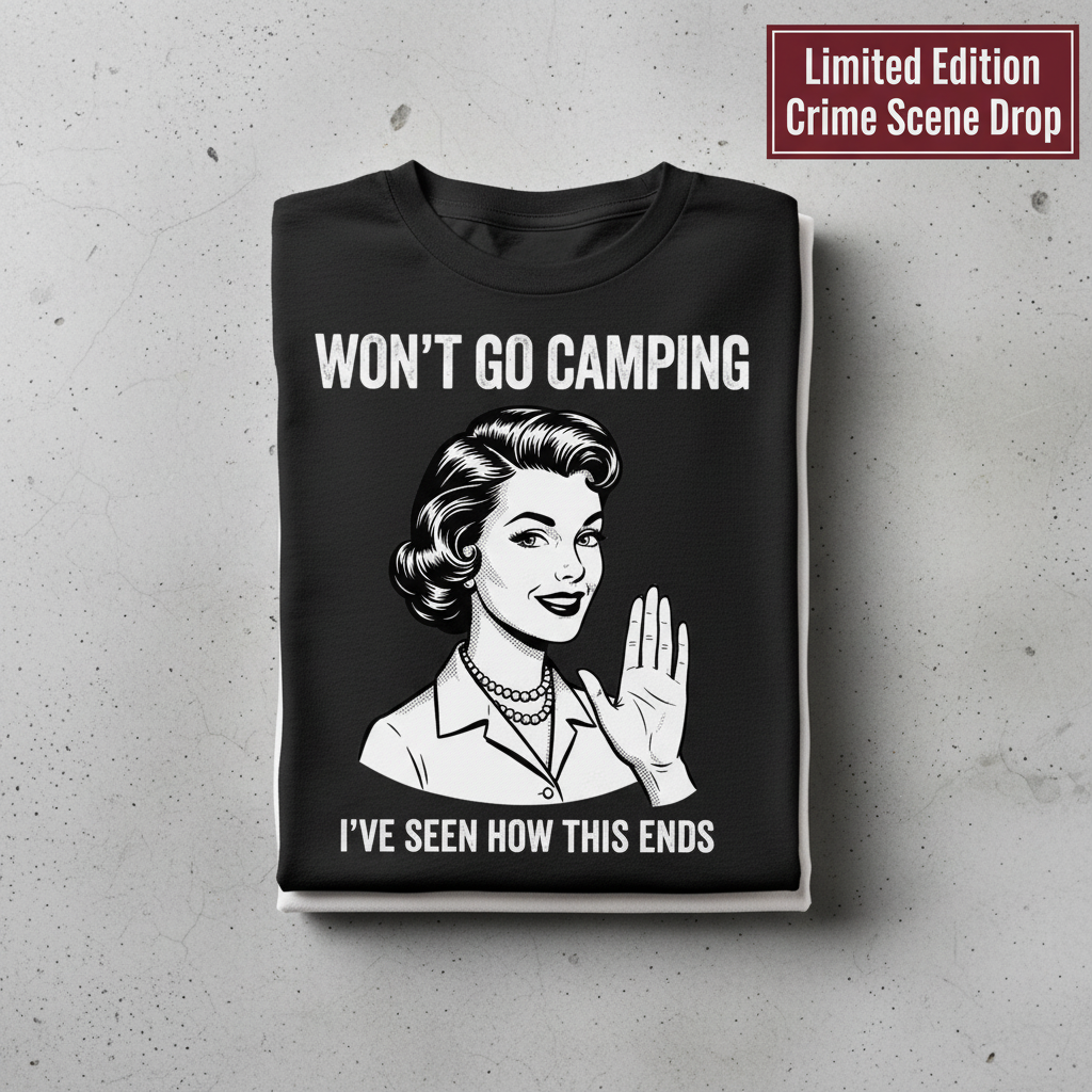 Won’t Go Camping T-Shirt_stacked_flatlay