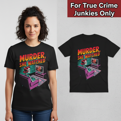 Murder She Watched T-Shirt_model_flat