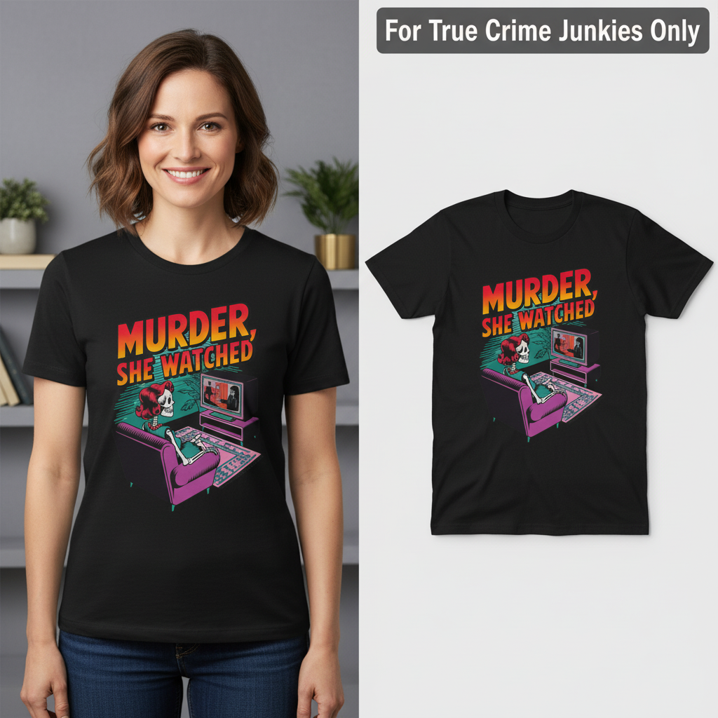 Murder She Watched T-Shirt_model_flat