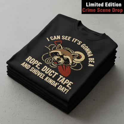 Rope, Duct Tape, & Shovel T-Shirt_stacked_flatlay