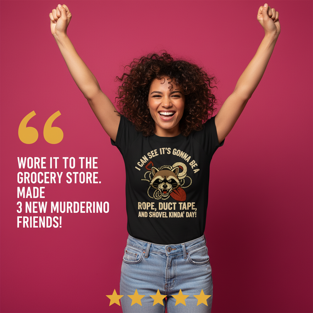 Rope, Duct Tape, & Shovel T-Shirt_model_testimonial