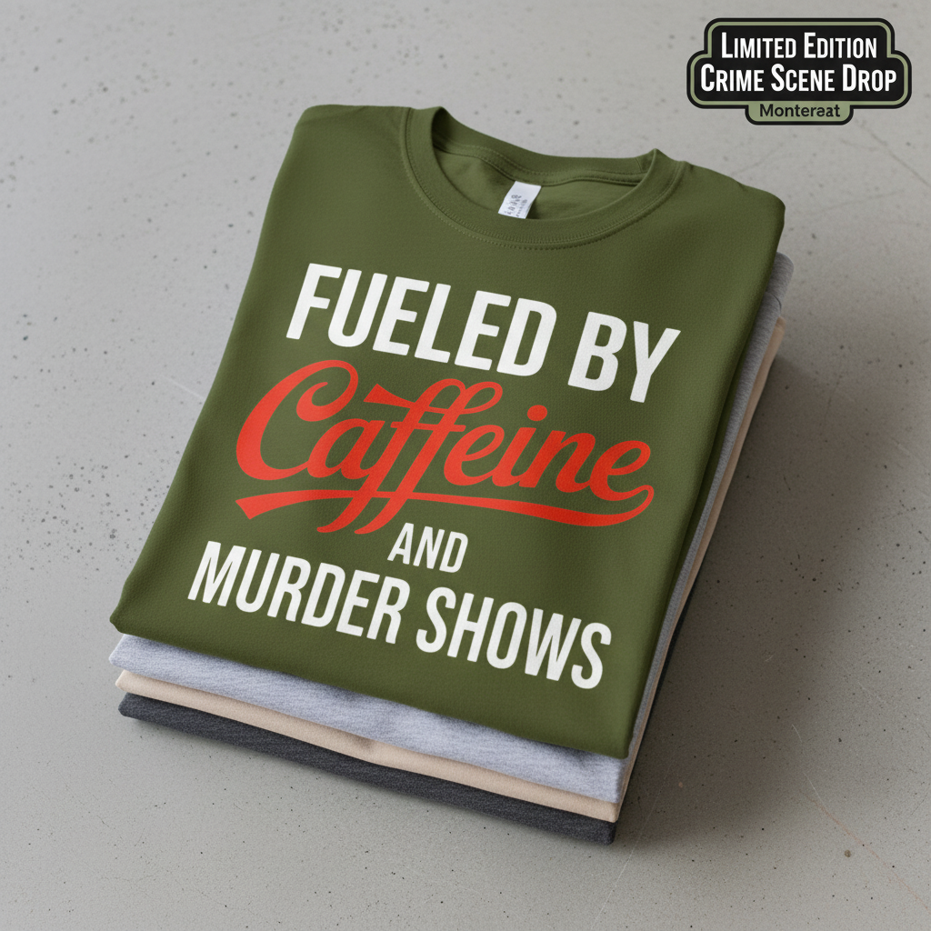 Fueled by Caffeine and Murder Shows T-Shirt_stacked_flatlay