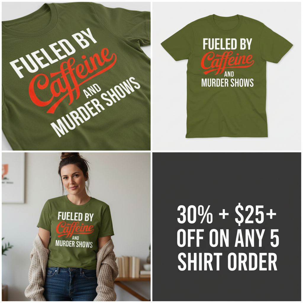 Fueled by Caffeine and Murder Shows T-Shirt_4_panel