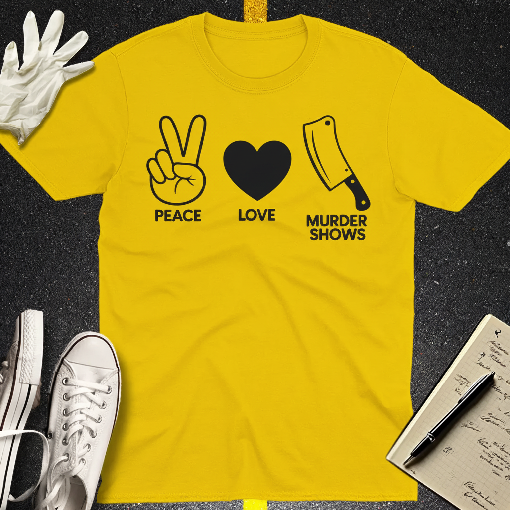Peace Love Murder Shows T-Shirt_3_model