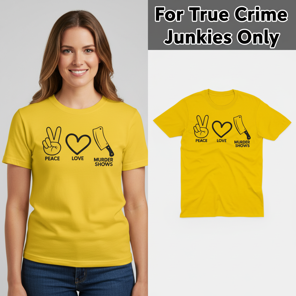 Peace Love Murder Shows T-Shirt_model_flat