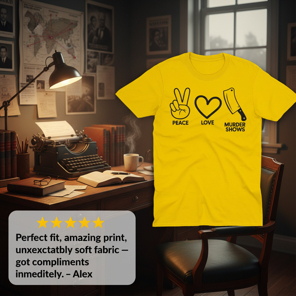 Peace Love Murder Shows T-Shirt_review_5star