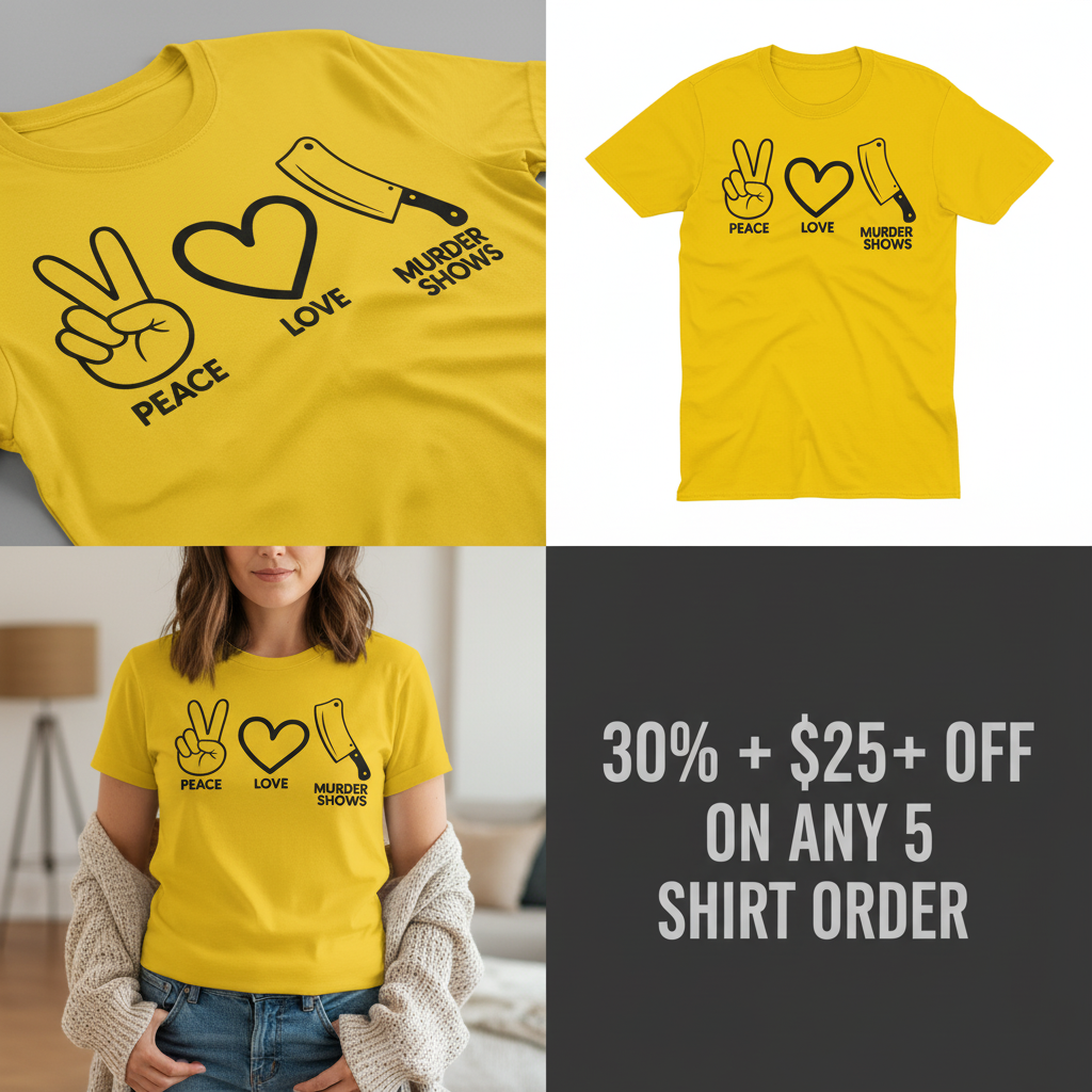 Peace Love Murder Shows T-Shirt_4_panel