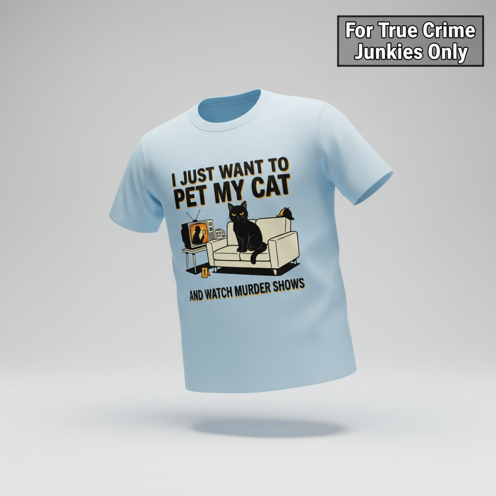 Pet My Cat and Watch Murder Shows T-Shirt_3d_float